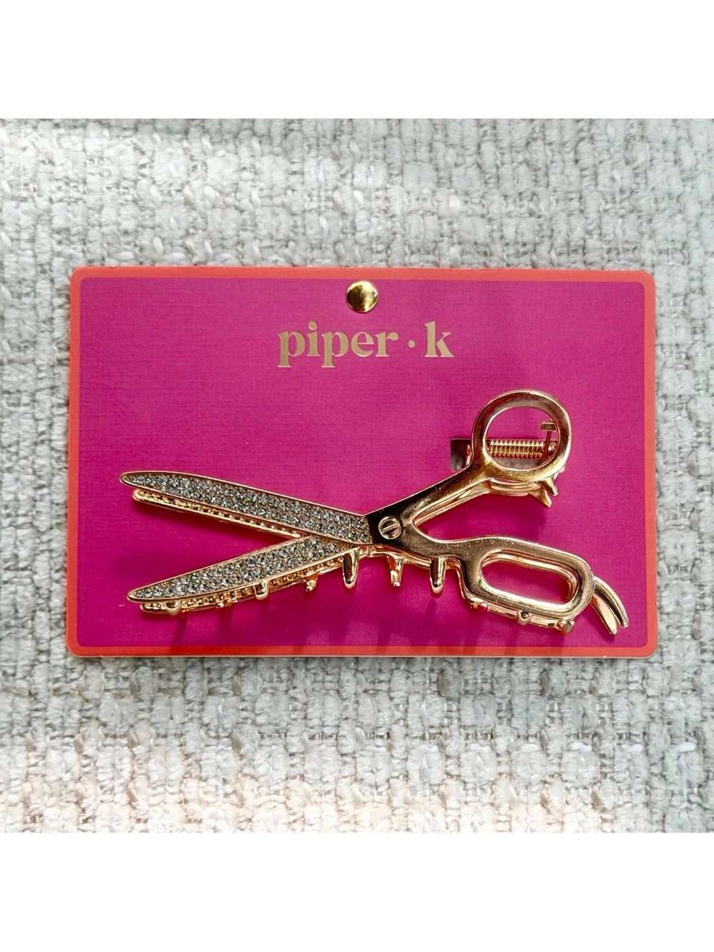 Piper K Scissors Hair Claw Clip Gold Tone Rhinestones Viral Hairdresser Gift NWT
